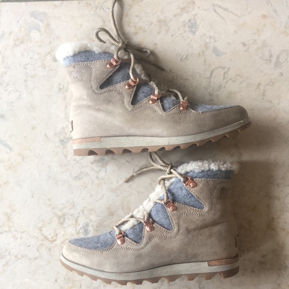 Sorel Sneakchic Alpine Shearling and Leather Laceup Boots Size 8 - Picture 11 of 16